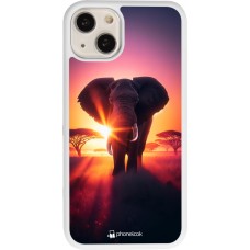 Coque iPhone 13 - Silicone rigide blanc Elephant Sunrise Beauty