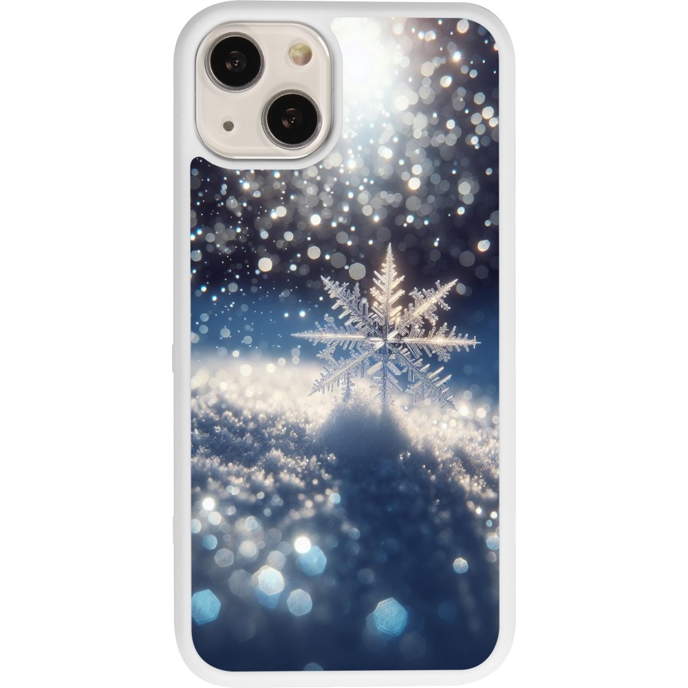 Coque iPhone 13 - Silicone rigide blanc Flocon Solaire Éclat