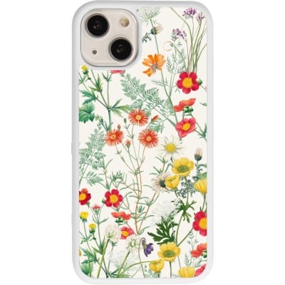 Coque iPhone 13 - Silicone rigide blanc Flora Botanical Wildlife