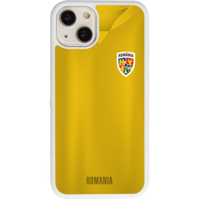 Coque iPhone 13 - Silicone rigide blanc Maillot de football Roumanie