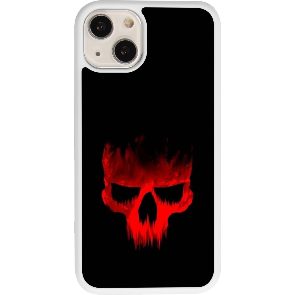 Coque iPhone 13 - Silicone rigide blanc Halloween 2023 scary skull