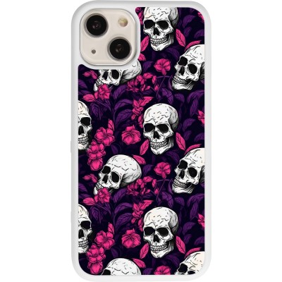 Coque iPhone 13 - Silicone rigide blanc Halloween 2024 romantic skulls