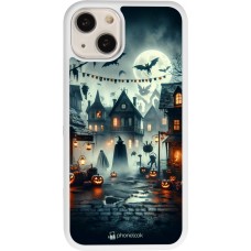 Coque iPhone 13 - Silicone rigide blanc Halloween Spookville