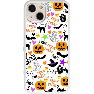 Coque iPhone 13 - Silicone rigide blanc Halloween 2024 trick or treat