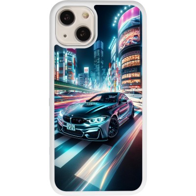 Coque iPhone 13 - Silicone rigide blanc BMW M4 Tokyo Night