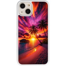 Coque iPhone 13 - Silicone rigide blanc Maldives Dusk Bliss