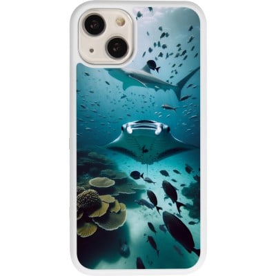 Coque iPhone 13 - Silicone rigide blanc Manta Lagon Nettoyage