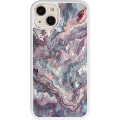 Coque iPhone 13 - Silicone rigide blanc Marbre violette argentée