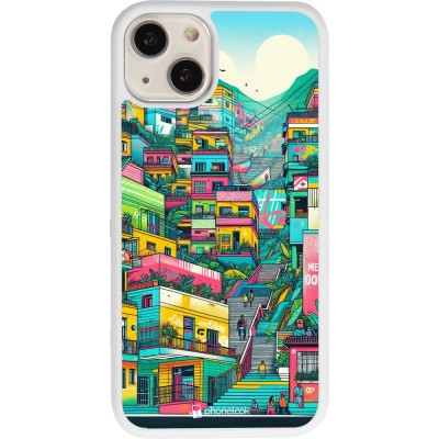 Coque iPhone 13 - Silicone rigide blanc Medellin Comuna 13 Art