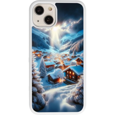 Coque iPhone 13 - Silicone rigide blanc Mont Neige Lumière