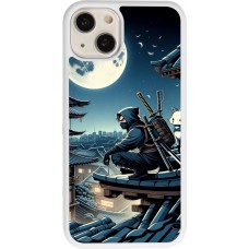 Coque iPhone 13 - Silicone rigide blanc Ninja sous la lune