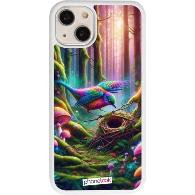 Coque iPhone 13 - Silicone rigide blanc Oiseau Nid Forêt