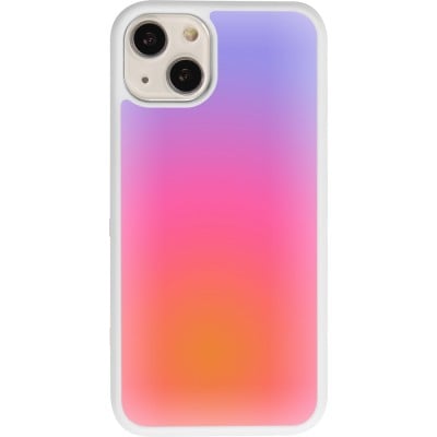 Coque iPhone 13 - Silicone rigide blanc Orange Pink Blue Gradient