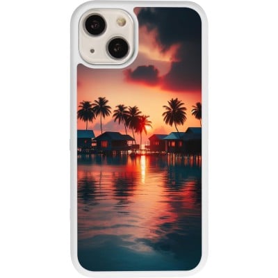 Coque iPhone 13 - Silicone rigide blanc Paradis Maldives