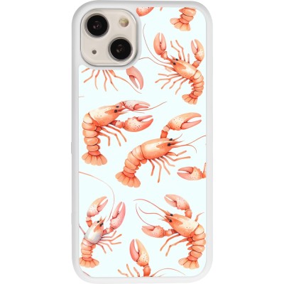 Coque iPhone 13 - Silicone rigide blanc Pattern de homards pastels