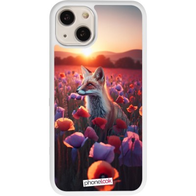 Coque iPhone 13 - Silicone rigide blanc Renard pourpre au crépuscule