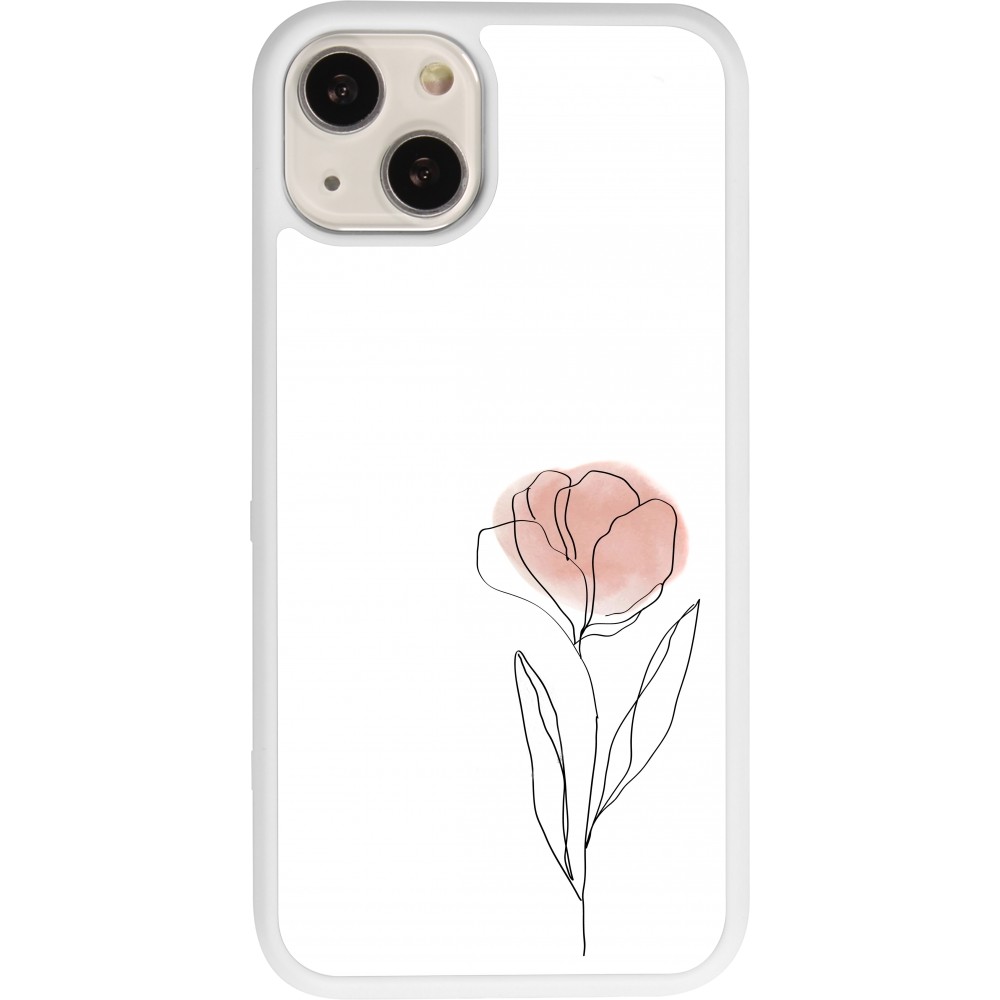 Coque iPhone 13 - Silicone rigide blanc Spring 23 minimalist flower