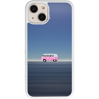 Coque iPhone 13 - Silicone rigide blanc Spring 23 pink bus