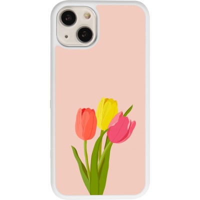 Coque iPhone 13 - Silicone rigide blanc Spring 23 tulip trio