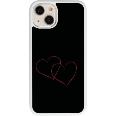 Coque iPhone 13 - Silicone rigide blanc Valentine 2023 attached heart