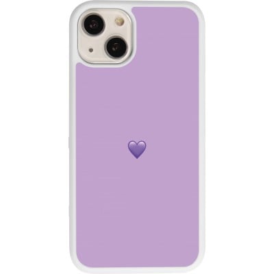 Coque iPhone 13 - Silicone rigide blanc Valentine 2023 purpule single heart