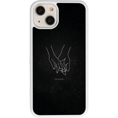 Coque iPhone 13 - Silicone rigide blanc Valentine 2023 hands forever