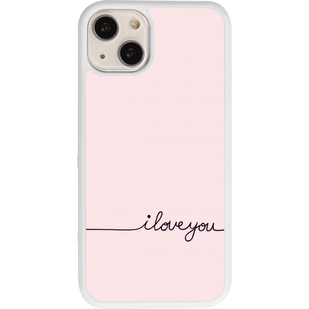 Coque iPhone 13 - Silicone rigide blanc Valentine 2023 i love you writing