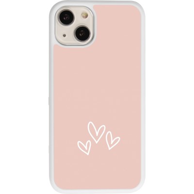 Coque iPhone 13 - Silicone rigide blanc Valentine 2023 three minimalist hearts