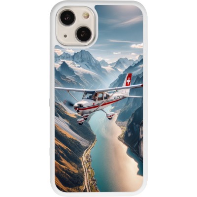 Coque iPhone 13 - Silicone rigide blanc Vol Alpin Suisse