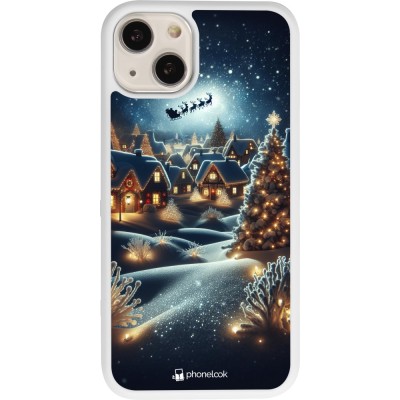 Coque iPhone 13 - Silicone rigide blanc Noël 2023 Christmas is Coming