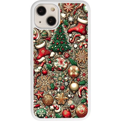 Coque iPhone 13 - Silicone rigide blanc Noël 2023 micro pattern