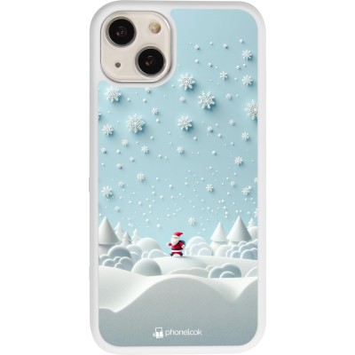 Coque iPhone 13 - Silicone rigide blanc Noël 2023 Petit Père Flocon