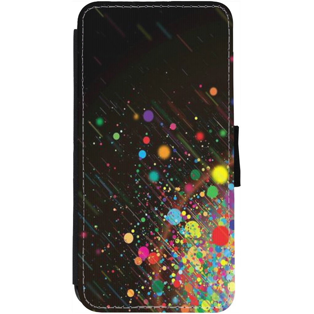 Coque iPhone 13 - Wallet noir Abstract Bubble Lines