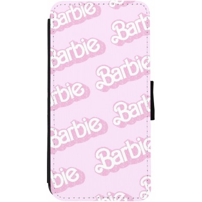 Coque iPhone 13 - Wallet noir Barbie light pink pattern