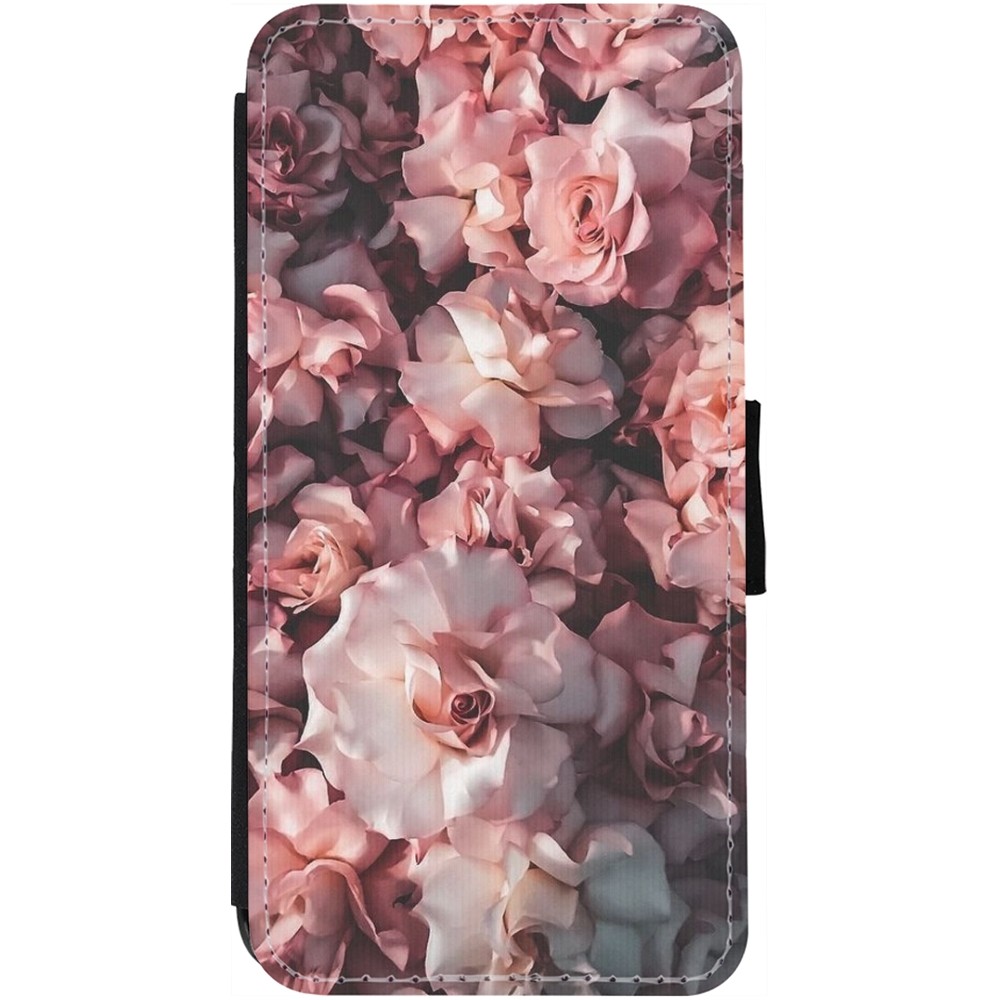 Coque iPhone 13 - Wallet noir Beautiful Roses