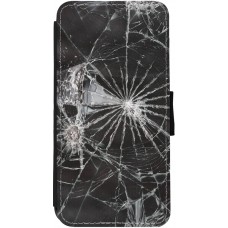 Coque iPhone 13 - Wallet noir Broken Screen