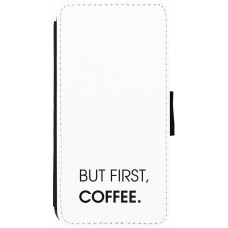 Coque iPhone 13 - Wallet noir But first Coffee