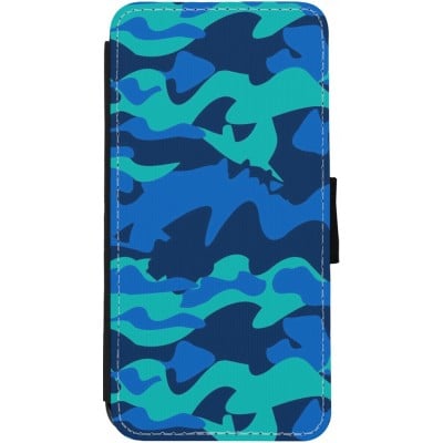 Coque iPhone 13 - Wallet noir Camo Blue