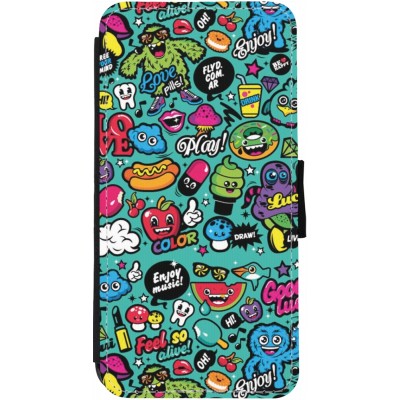 Coque iPhone 13 - Wallet noir Cartoons old school