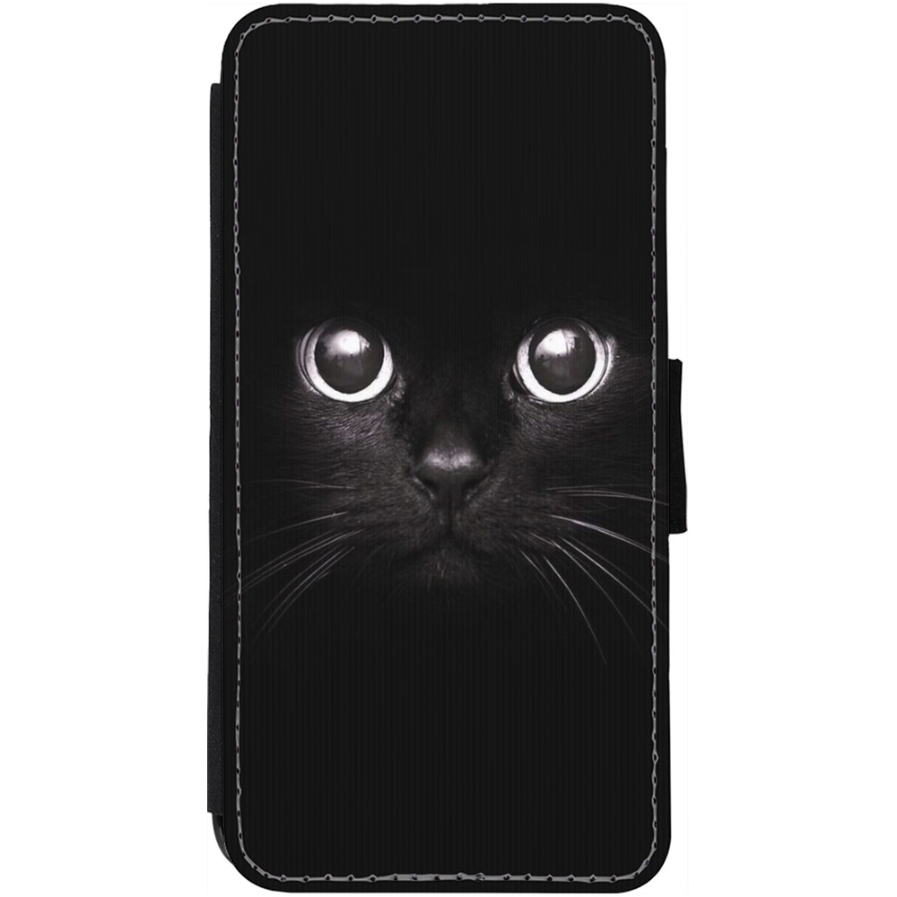 Coque iPhone 13 - Wallet noir Cat eyes