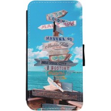 Coque iPhone 13 - Wallet noir Cool Cities Directions