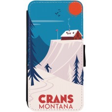 Coque iPhone 13 - Wallet noir Crans-Montana Cabane