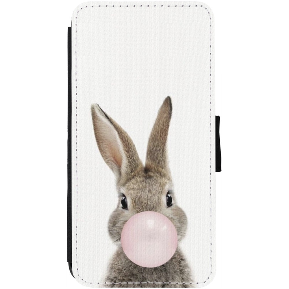 Coque iPhone 13 - Wallet noir Easter 2023 bubble gum bunny