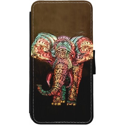 Coque iPhone 13 - Wallet noir Elephant 02