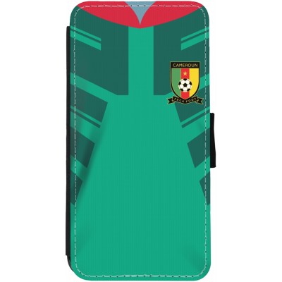 Coque iPhone 13 - Wallet noir Maillot de football Cameroun 2022 personnalisable