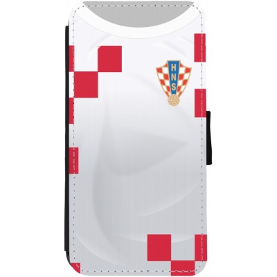 Coque iPhone 13 - Wallet noir Maillot de football Croatie 2022 personnalisable