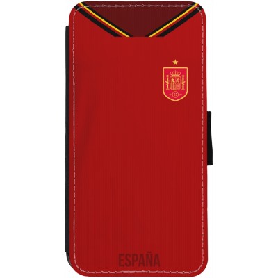 Coque iPhone 13 - Wallet noir Maillot de football Espagne 2022 personnalisable