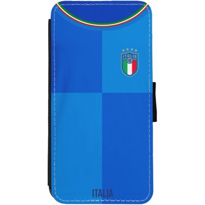 Coque iPhone 13 - Wallet noir Maillot de football Italie 2022 personnalisable