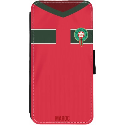 Coque iPhone 13 - Wallet noir Maillot de football Maroc 2022 personnalisable