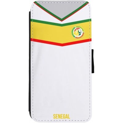 Coque iPhone 13 - Wallet noir Maillot de football Senegal 2022 personnalisable